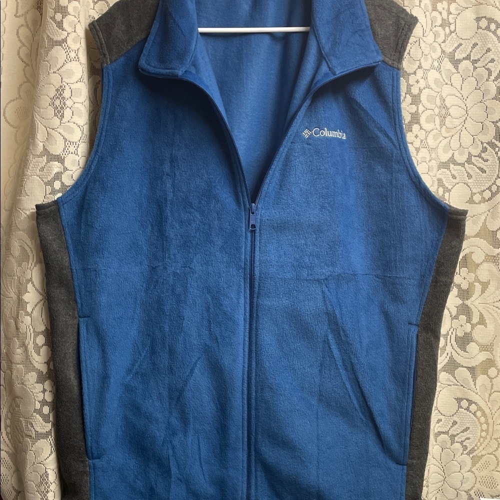Columbia Royal Blue and Charcoal Vest with Zip Front Pockets - Picture 1 of 7